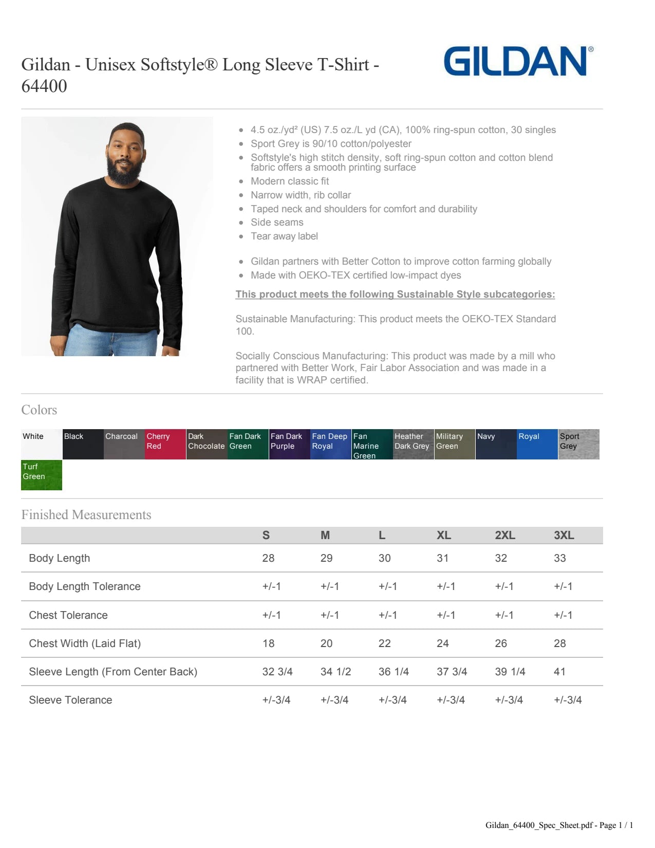 GILDAN UNISEX SOFTSTYLE LONGSLEEVE T-SHIRT-64400