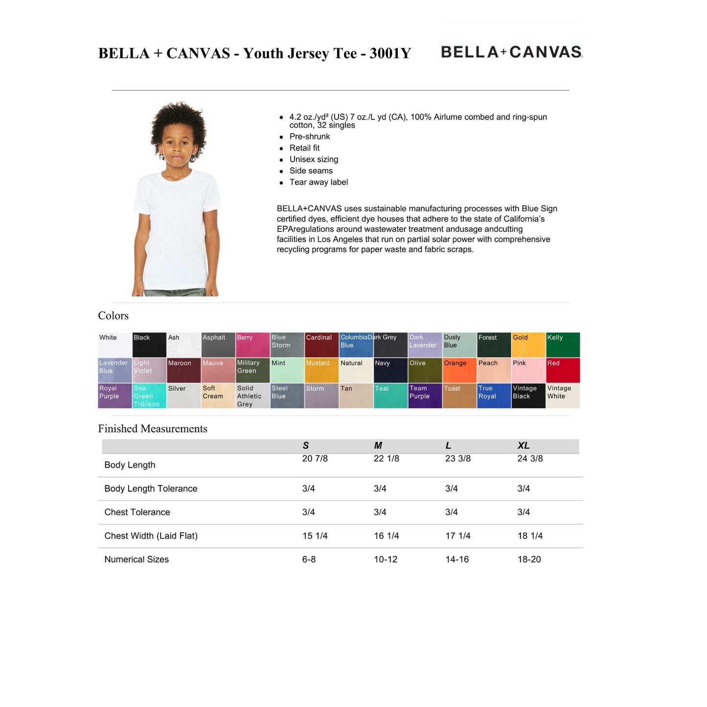 BELLA + CANVAS - Youth Jersey Tee - 3001Y